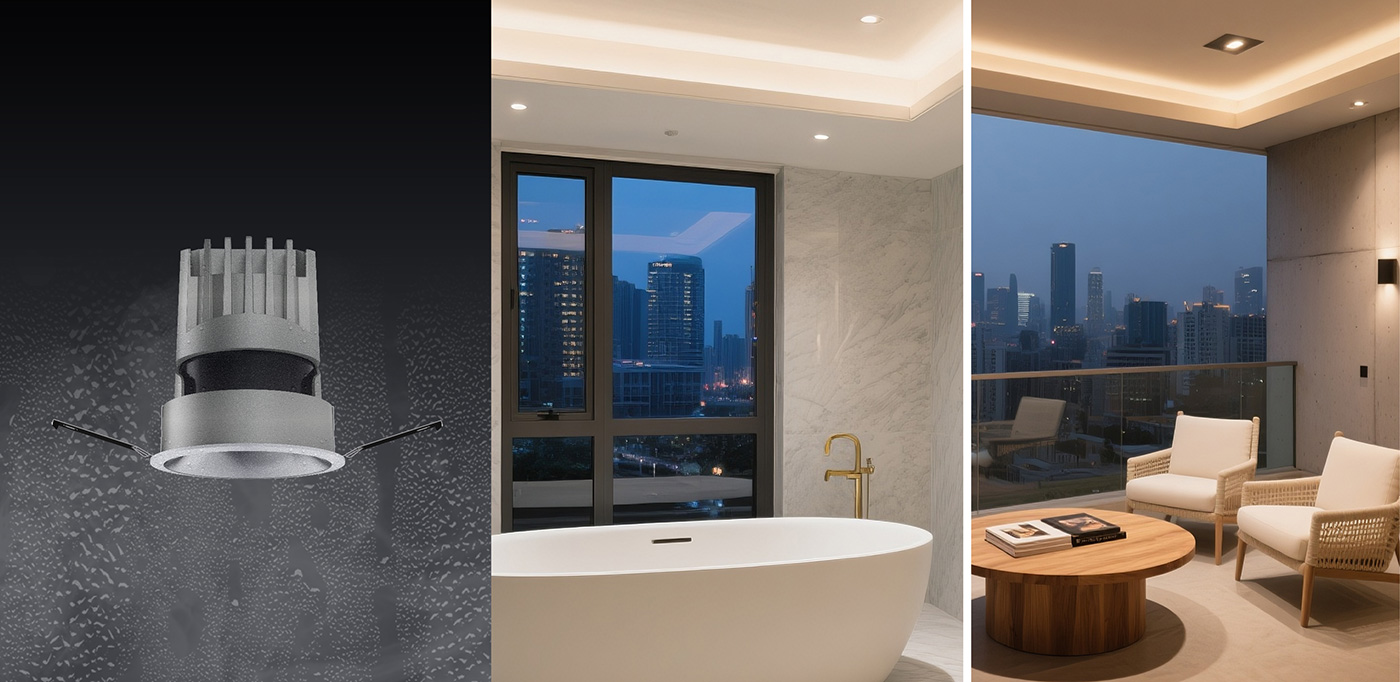 Residential downlights for high-moisture environments