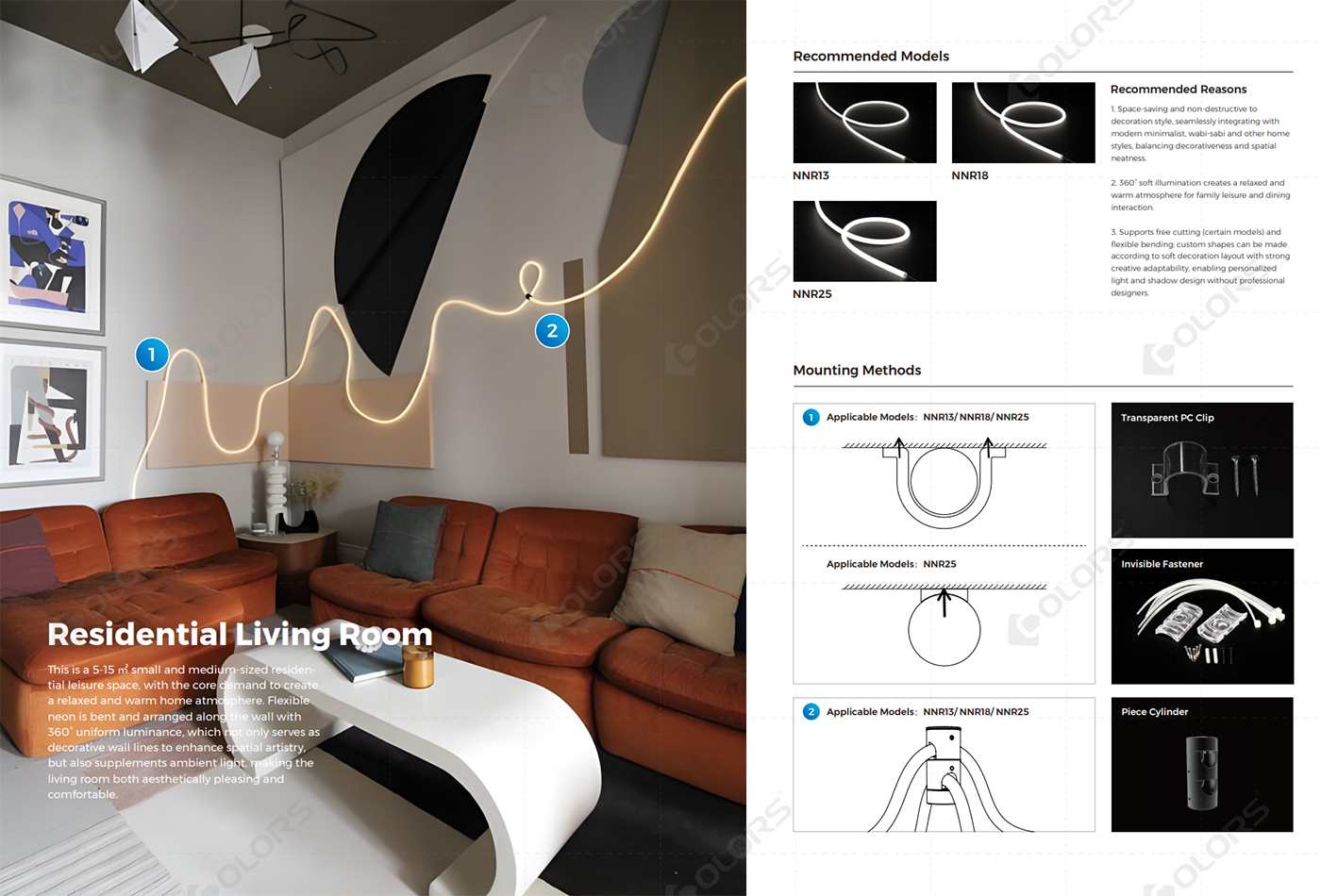 Application of 360 neon flex lights - residential living room