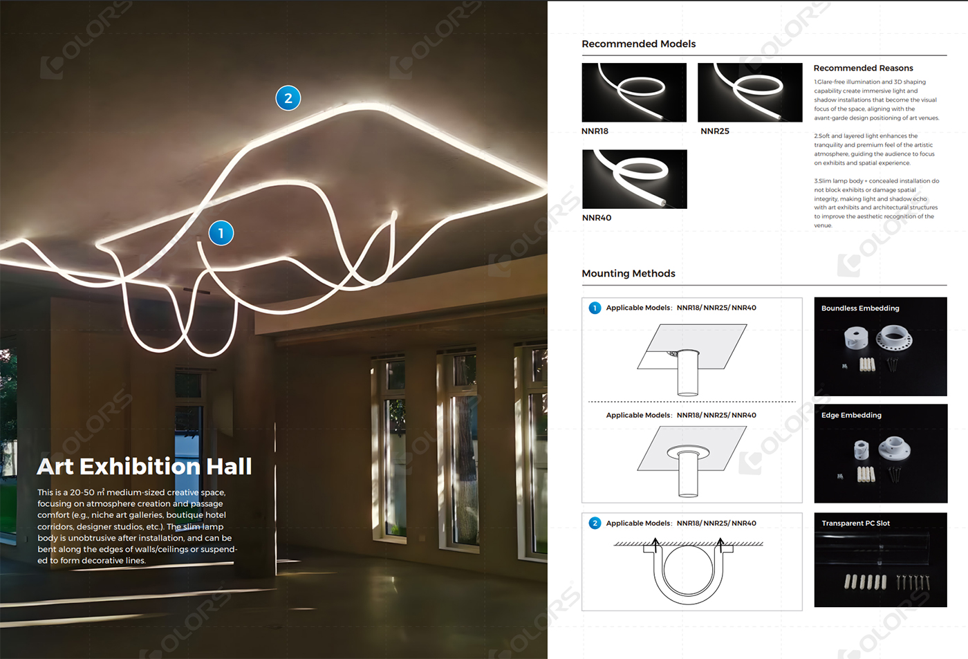 360 neon flex lights for art exhibition hall